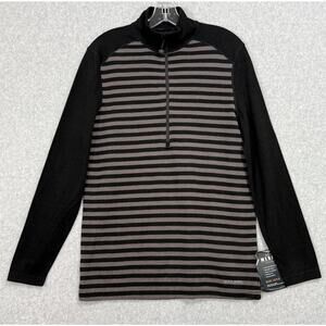 Terramar Merino Woolskins Shirt Size S 1/2 Zip Pullover Base Layer Striped